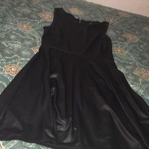 forever 21 skater leather type black dress